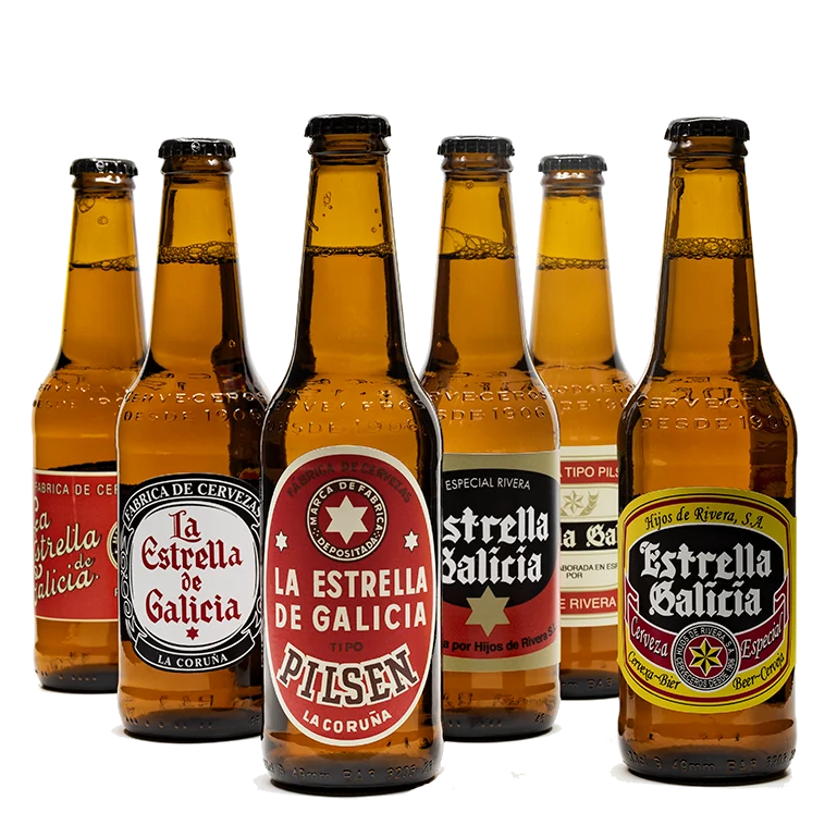 Colección de etiquetas históricas de Estrella Galicia