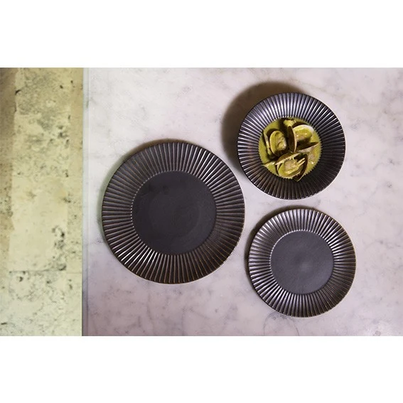 Plato hondo porcelana Striped Brass cobre. ø20,5 x 5 cm - 2 Uds.