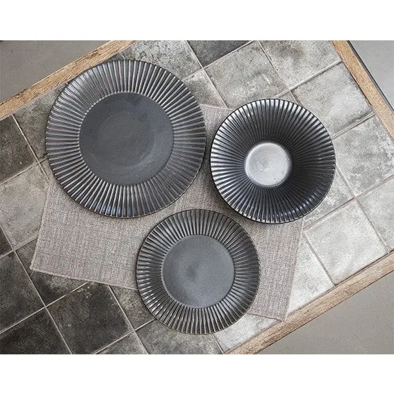 Plato llano porcelana Brass plata envejecida. ø20 cm - 4 Uds.