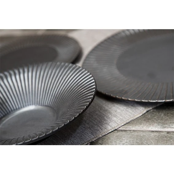 Plato llano porcelana Brass plata envejecida. ø20 cm - 4 Uds.