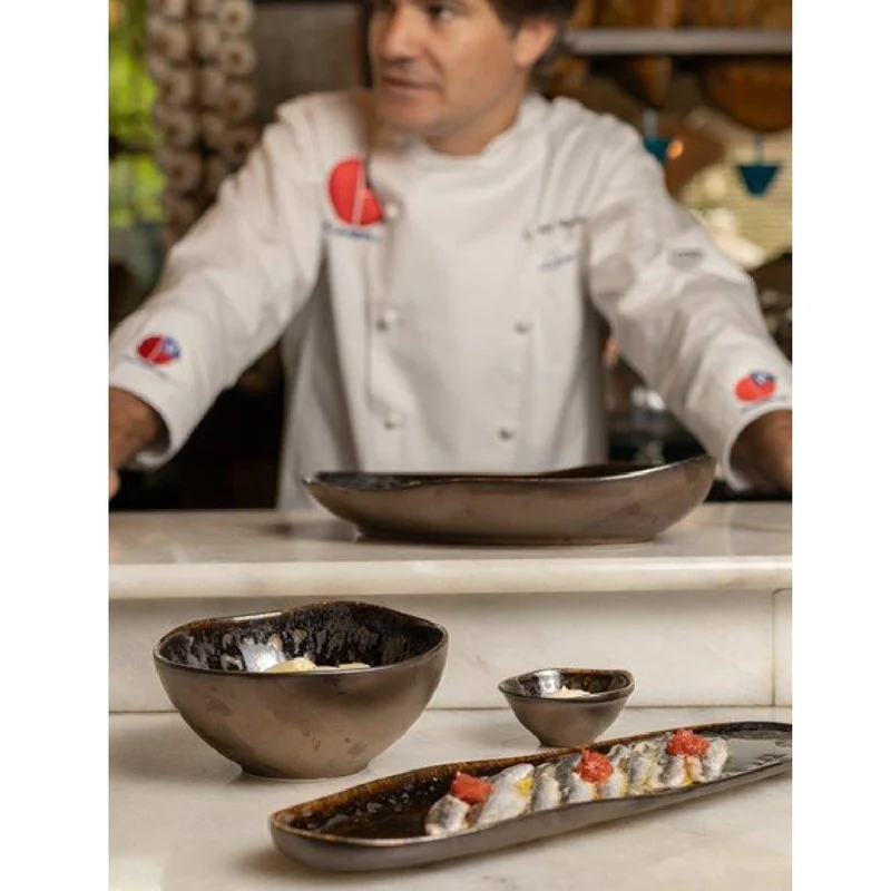 Plato llano de porcelana negro Nobile. 20 cm - 4 Uds.