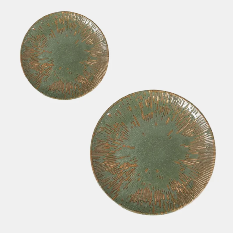 Plato llano porcelana verde Barroco II. Varias medidas - 12 Uds.
