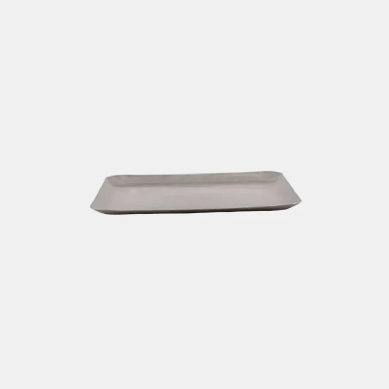 Bandeja cuadrada acero inox. Plata vieja. 19 x 19 cm - 6 Uds