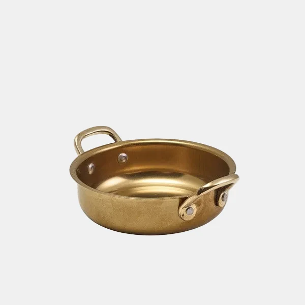 Cazuela dorada vintage con asas. Varias medidas - 6 Uds