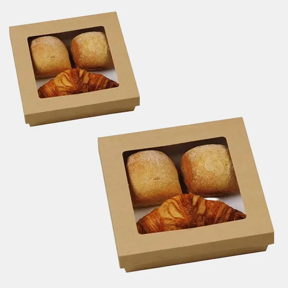 Caja de cartón kraft con ventana. Varias medidas y unidades.