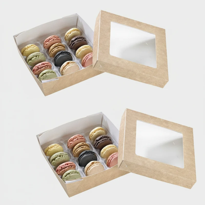 Caja de cartón kraft con ventana. Varias medidas y unidades.
