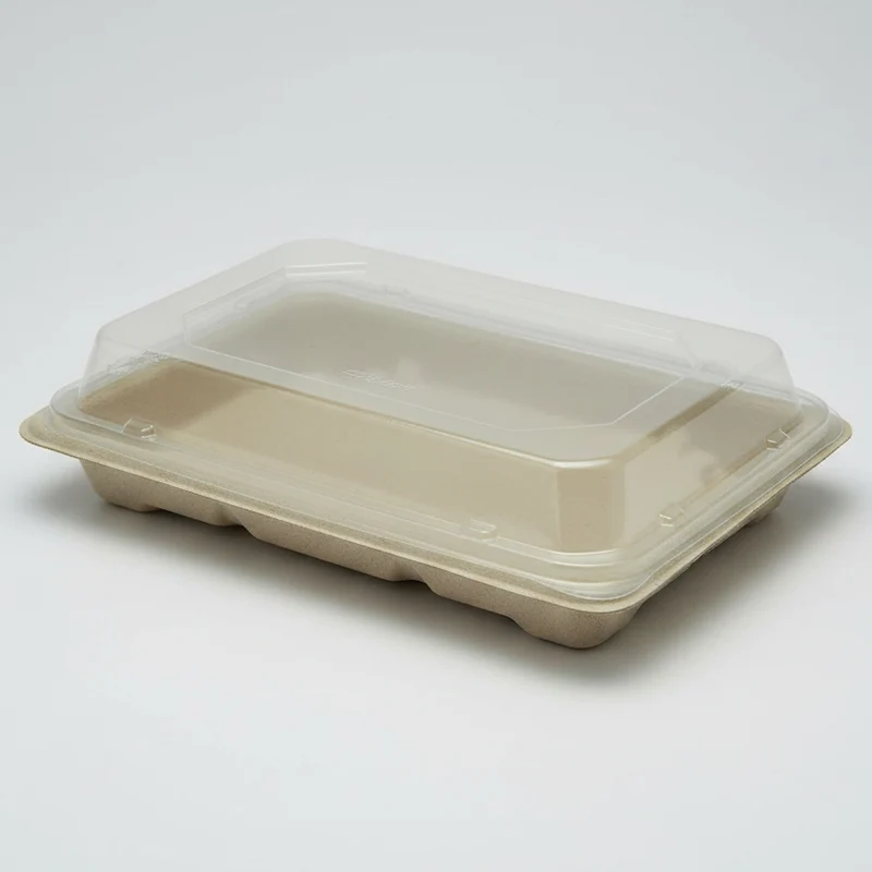 Envase sushi fibra de trigo + Tapa OPS. Varias medidas y unidades.