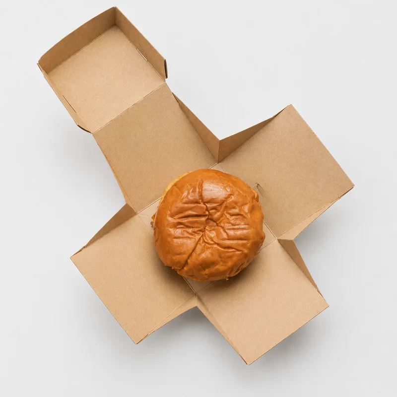Caja flor para hamburguesa cartón Kraft parafinado. 12 x 12 cm - 1000 Uds.
