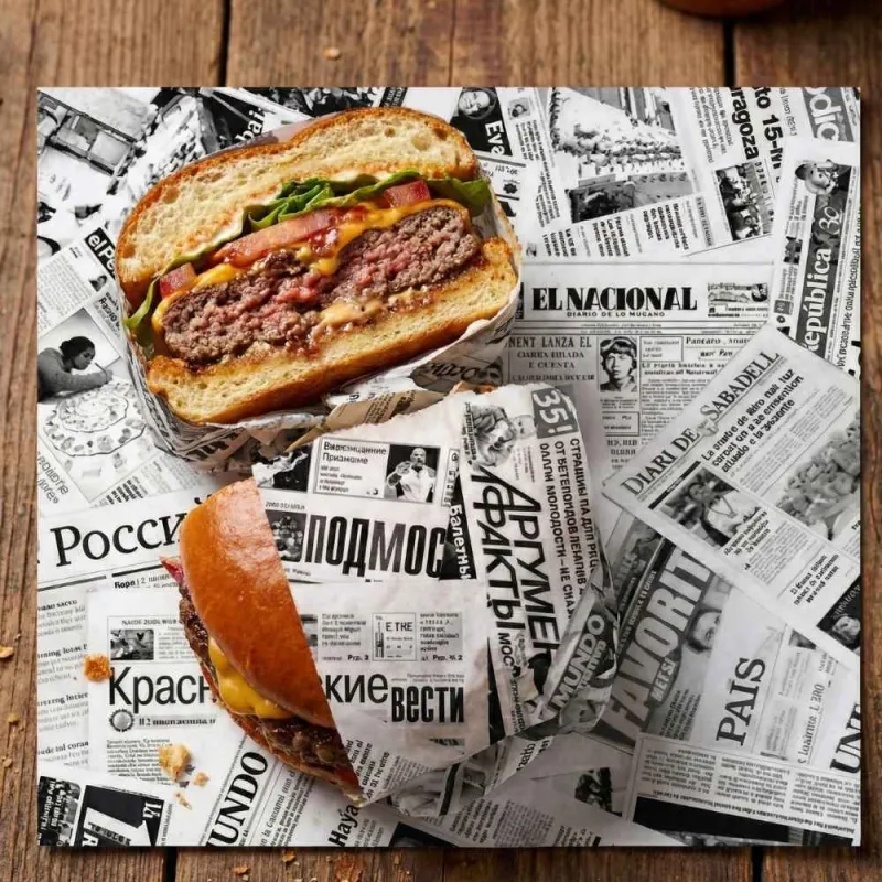Papel de periódico parafinado estándar 29 x 30 cm. Modelo "The New Fork Times" - 500 Uds