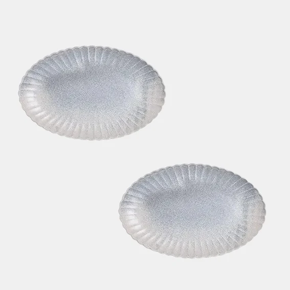 Fuente oval de porcelana Dune azul. Varias medidas - 4 Uds.