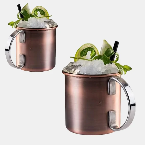 Taza mate con asa estilo vintage acero inox. ø9 x 9 cm. 0,45 L. Varios colores - 1 Ud.